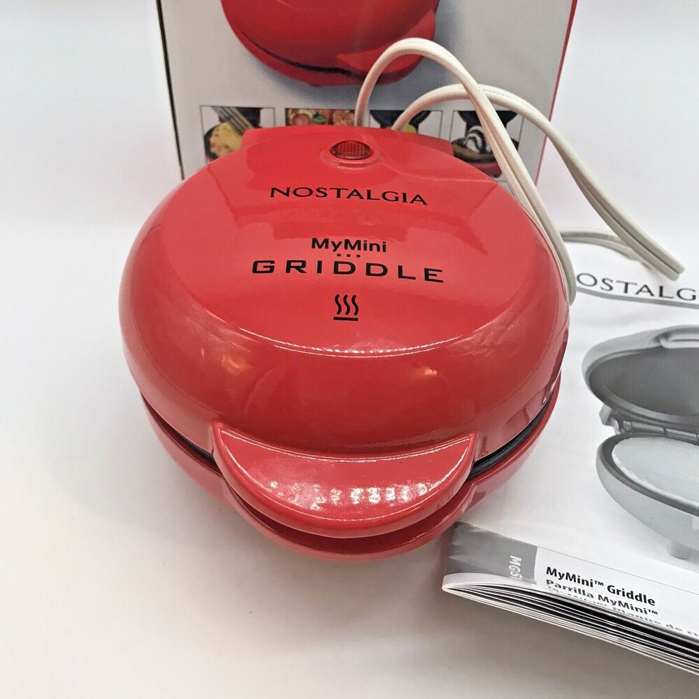 NOB Nostalgia My Mini 5" Non-Stick Surface Red Griddle Burgers Pancakes Omelets - Picture 8 of 12
